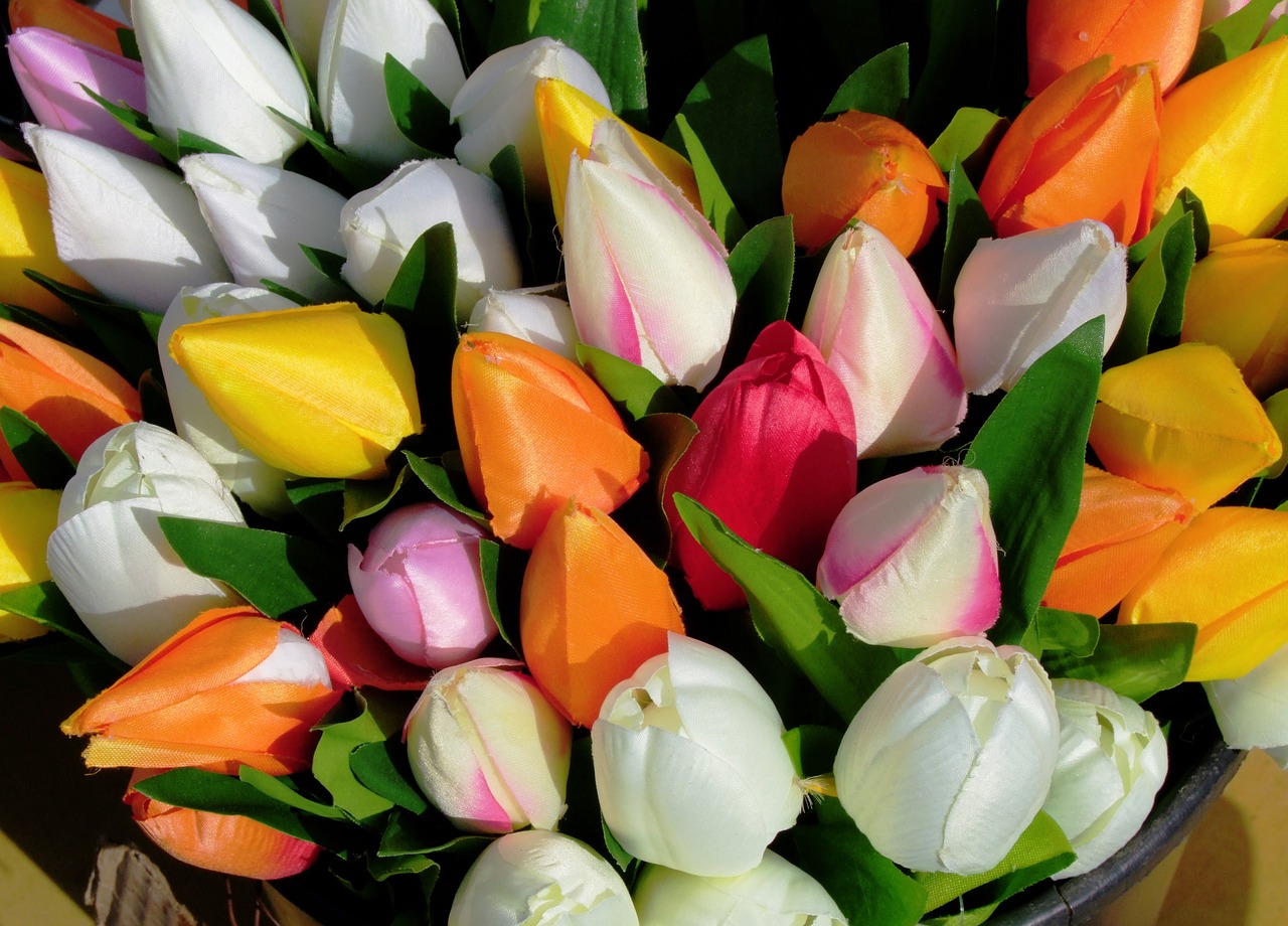 Boeket zijden tulpen